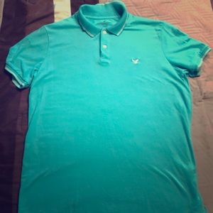 American Eagle Flex Aqua Blue Polo